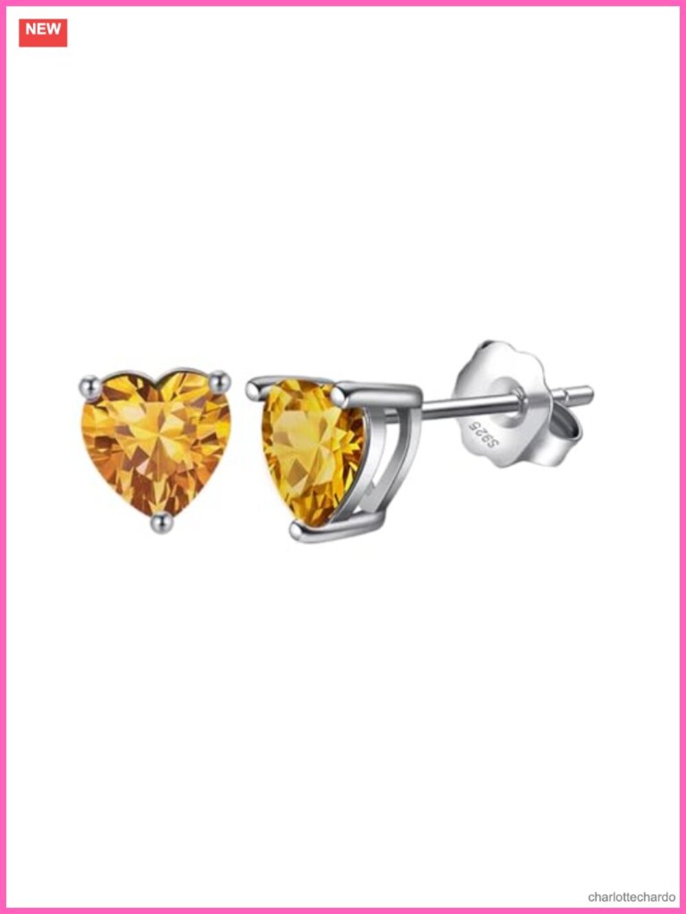 Sterling Silver Created Topaz Heart Stud Earrings Hypoallergenic